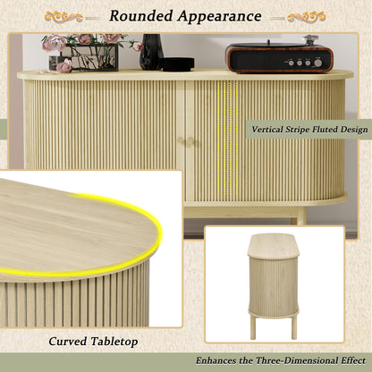 Dressoir – Sideboard – Opbergkast – Ladekast – Kast – Natuurlijk Hout – Verstelbare Planken – Pinehouten Poten – 138 cm Breed