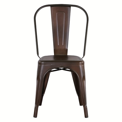 Set van 4 Industriële Metalen Eetkamerstoelen – Roestkleurige Stoelen met Klassiek Ontwerp – Duurzaam, Onderhoudsvriendelijk en Perfect voor Keuken, Restaurant of Evenement (43 x 46 x 85 cm)