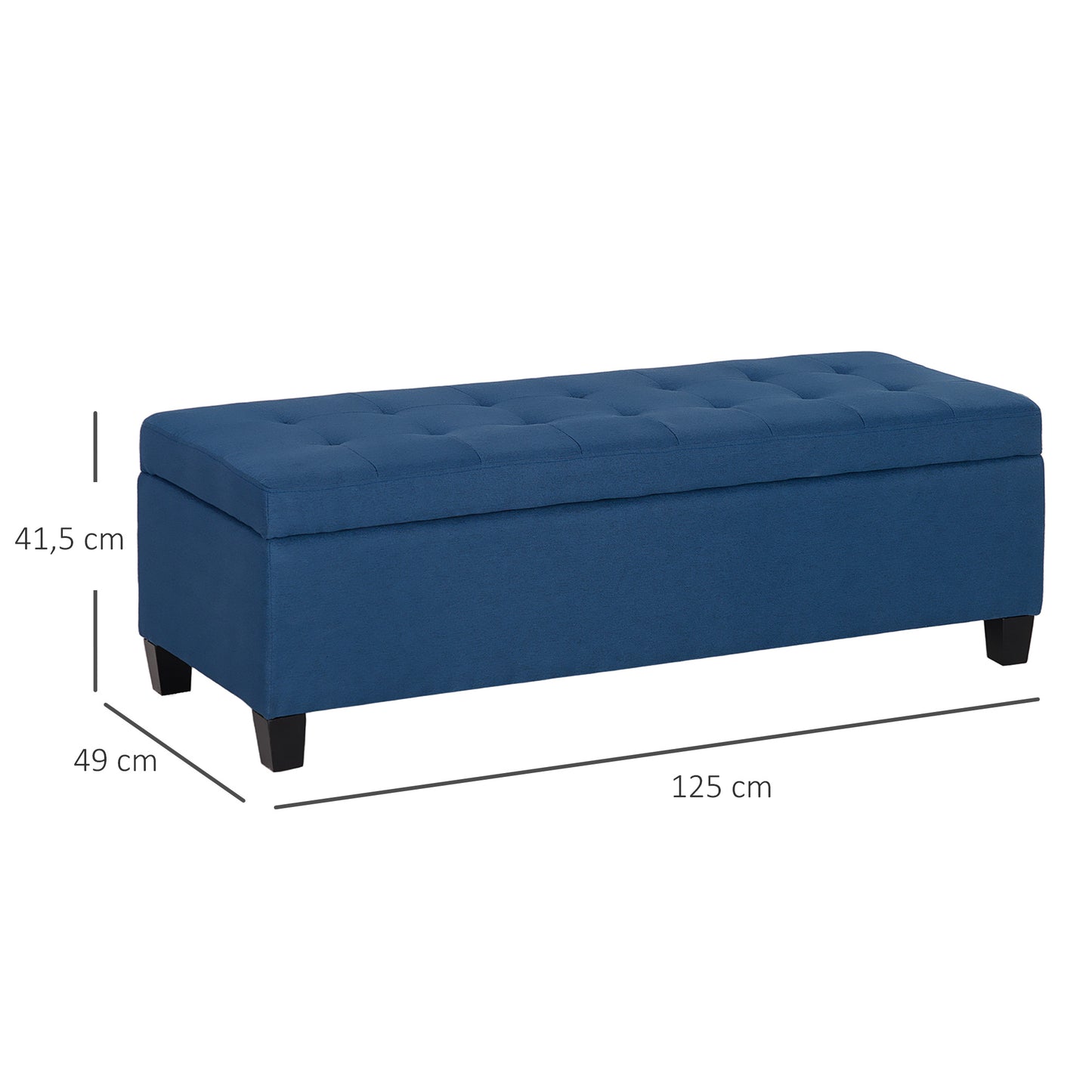 Opbergbank – Opbergbank – Zitbank – Halbank – Ottoman – Blauw – Button Tufting Design – Ruime Opbergruimte 125 cm