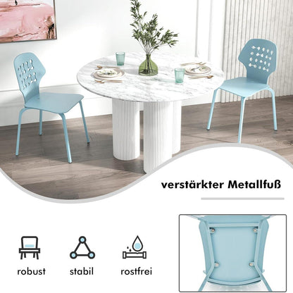 Eetkamerstoel – Keukenstoel – Stoel – Zitstoel – Blauw – Ergonomische Rugleuning – Stevig Metalen Frame 150 kg
