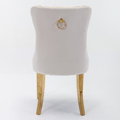 Eetkamerstoel Set 2 – Moderne Stoelen – Quilted Stoel – Velvet Bekleed – Luxe Zithoek – Goudkleurige Metalen Poten – Comfortabel Zitcomfort