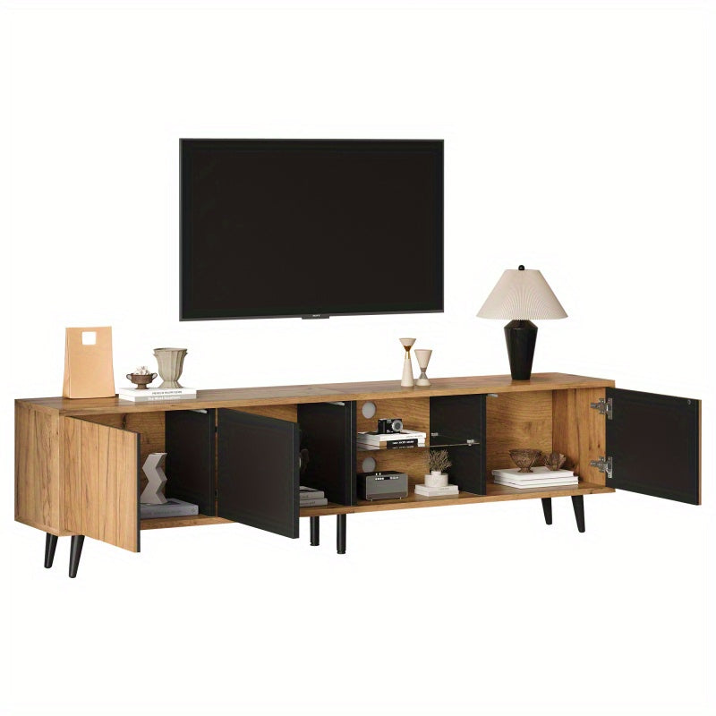 TV-meubel – Tv-kast – Lowboard – Mediameubel – Entertainmentmeubel – Natuurlijke Houttint Variant – 175 cm Breed – Geschikt voor 75 Inch TV