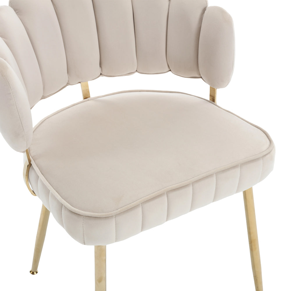 Eetkamerstoelen – Stoelen – Kuipstoelen – Woonkamerstoelen – Armstoelen – Velvet Bekleding – Ronde Armleuningen – Metalen Poten – Set Van 2