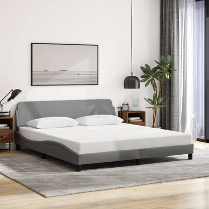 Bed frame without mattress light grey 180x200 cm fabric with Slat Support Platform Bed Frame Suitable for Mattress Size 180 x 200 cm for Bedroom