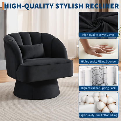 Draaifauteuil – Fauteuil – Loungestoel – Relaxstoel – Zitzak – 360° Draaibare Velvet Bekleding – Comfortabele Ergonomische Loungestoel