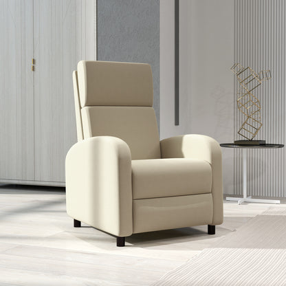 Relaxfauteuil – Relaxstoel – TV Stoel – Verstelbare Stoel – Fauteuil Crème – Verstelbare Rugleuning Tot 160° – Opklapbare Voetensteun
