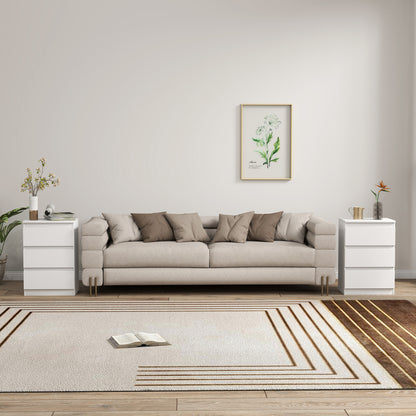 Nachtkastje – Bijzettafel – Ladekast – Opbergkast – Bedkast – Set van 2 – Wit – 3 Lades – 40x30x59,5 cm