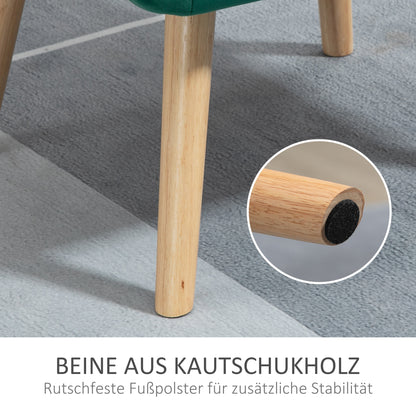 Fauteuil – Relaxfauteuil – Loungefauteuil – Leunstoel – Scandinavische Fauteuil – Fluweelachtige Bekleding – Verhoogde Rubberhouten Poten – Compact 64x62x72,5 cm