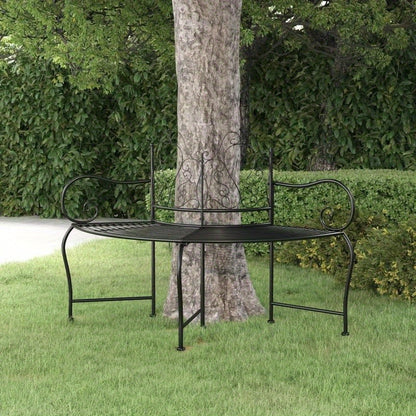 Tree Tower Bank – Boompaal Bankje – Boom Zitbank – Buitenbank – Tuinbank – Zwart Staal – 150 Cm Lang