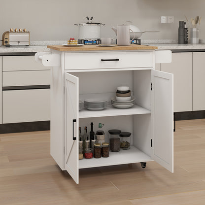 Keukenwagen – Keukentrolley – Keukenkast – Serveerwagen – Keukeneiland – Compact Formaat – Duurzaam Bamboe Werkblad