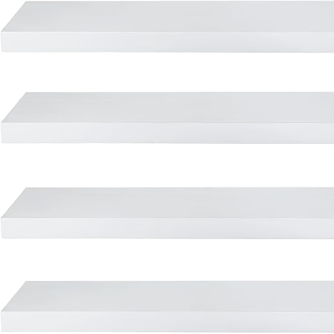 Zwevende plank – Wandplank – Muurplank – Opbergplank – Decoratieve plank – Set van 4 – MDF – Rustiek Wit – Diverse afmetingen 40/60/80/120 cm – Draagvermogen 3-5,5 kg