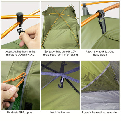 Kampeertent – Tweepersoons Tent – Backpacktent – Wandel Tent – Lichtgewicht Tent – Snelle Opzet – Aluminium Frame – Compact Opvouwbaar – Goede Ventilatie – Duurzaam Nylon