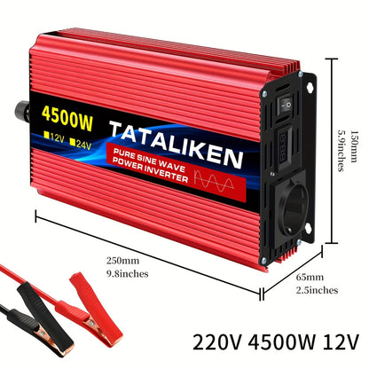 Stroomomvormer – Spanningsomzetter – Omvormer – Inverter – Zuivere Sinusgolf – 4500W Piekvermogen – LCD-Display