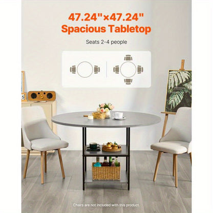 Ronde Eettafel – Houten Tafel – Compacte Eettafel – Keukentafel – Ronde Tafel – Diameter 119 cm – MDF Met Houten Look