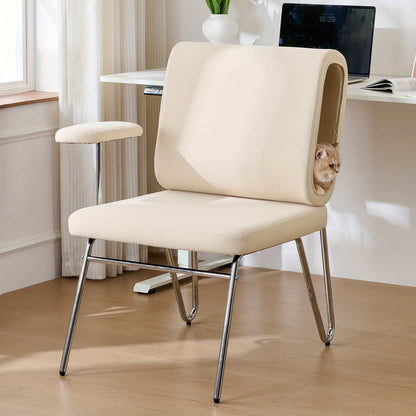 Fauteuil – Lounge Stoel – Eetkamerstoel – Bureau Stoel – Zetel – Multifunctioneel – Verwisselbare Arm- en Rugleuningen – Stevig Metalen Frame – Ruimtebesparend – Beige