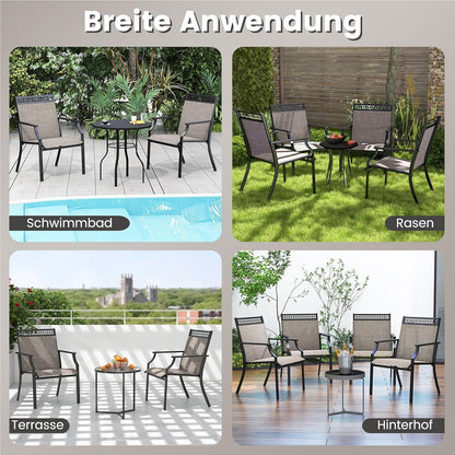 Tuinstoelen – Tuinstoelen – Balkonstoelen – Tuinmeubilair – Buitenzitmeubels – 2-Delige Set Koffiekleur – Sneldrogende Stof – Stevig Metalen Frame Tot 150 kg