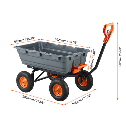 Tuinkar – Kiepkar – Tuintrolley – Bolderwagen – Kruiwagen – Robuust Polyethyleen – Laadvermogen 545 kg – 183 Liter Laadvolume