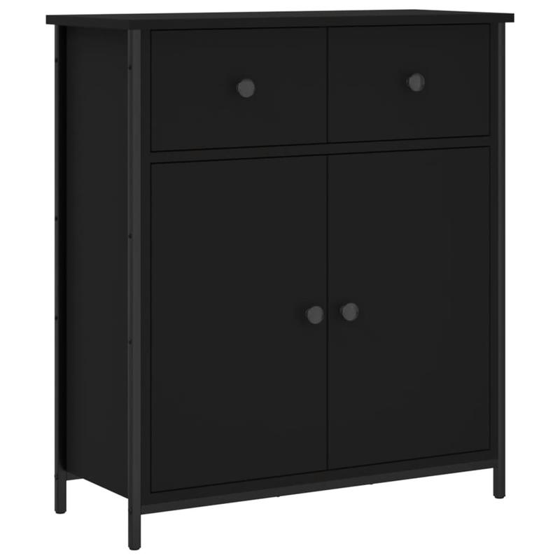 Modern Black Wood Sideboard Cabinet with Lockable Doors - 70x30x80cm Hardwood Storage Cabinet, Floor-Mounted Design, No Electricity Needed, Durable Wood Material For Living Room, Bedroom, Office Organization, Sideboard For Li