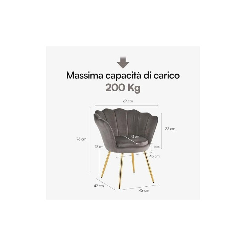 Fauteuil – Loungefauteuil – Relaxstoel – Zitstoel – Velvet Fauteuil Tortora – Gouden Poten – Zacht Schuim – 69x71x84 cm