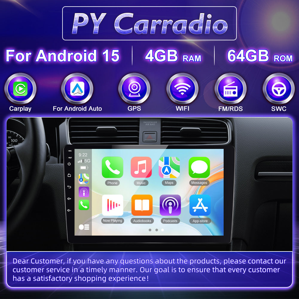 Android 15 Autoradio – Car Stereo – Multimediaspeler – Autoplayer – Navigatiesysteem – 9 Inch HD Scherm – Draadloze CarPlay & Android Auto – Inclusief AHD Achteruitrijcamera & Microfoon