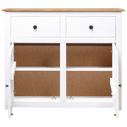 Sideboard – Dressoir – Opbergkast – Kast – Wit – Massief Dennenhout – Verwijderbare Opbergboxen – 93x40x80 cm – Praktisch & Stijlvol