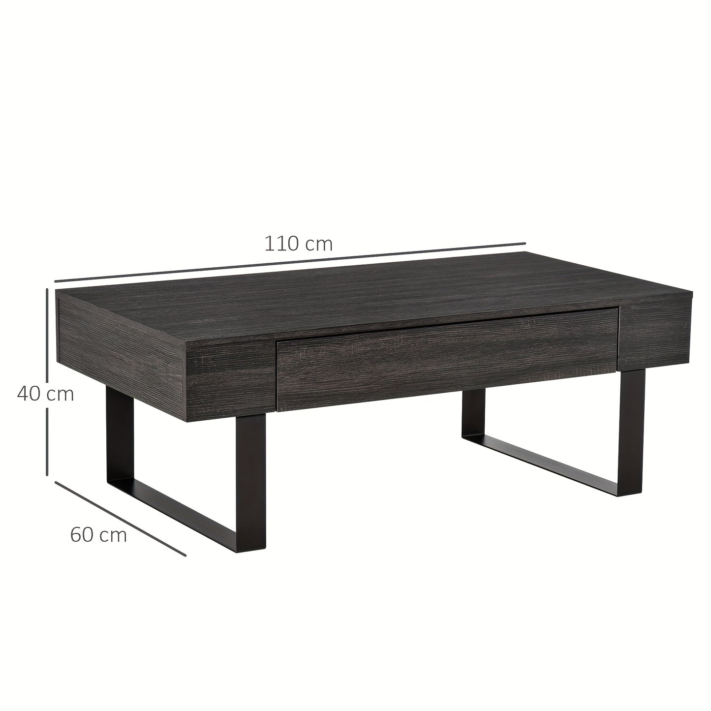 Modern Industrial Coffee Table Side Table with Drawer & Open Shelf - Heavy-Duty Steel Frame, Easy Assembly, Space-Saving Storage Center Table for Living Room, Office, Apartment - Sturdy Metal Furniture, Coffee Table for Livin