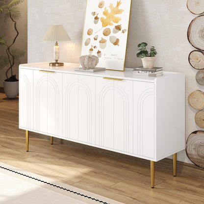 Dressoir – Sideboard – Opbergmeubel – Servieskast – Woonkamerkast – Wit – Modern Minimalistisch Design – Ruime Opbergruimte 140x38x75 cm