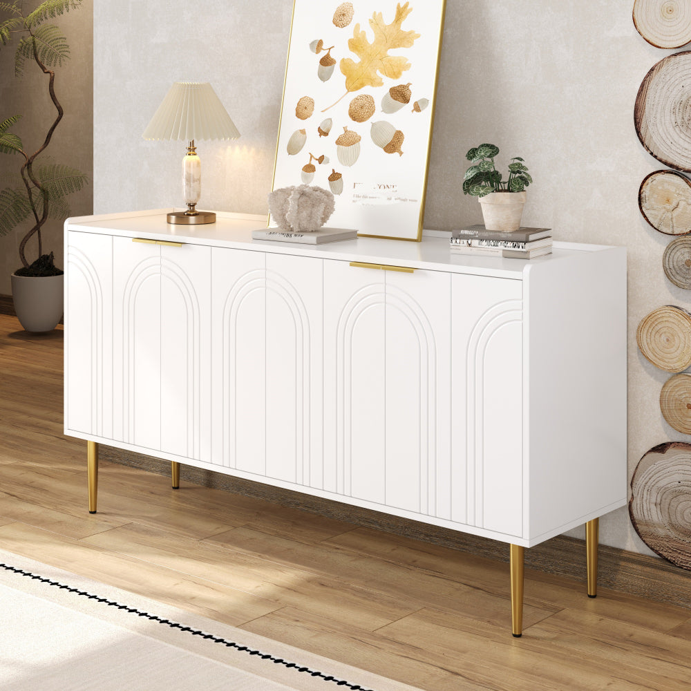 Dressoir – Opbergkast – Servieskast – Ladekast – Buffetkast – Modern Minimalistisch Design – Compact 140x38x75 cm – Wit