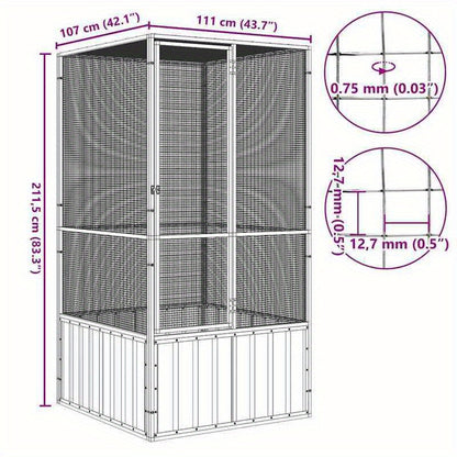 Stainless Steel Bird Cage with Ventilation Mesh - 11.7x10.7x21.5cm, Durable Outdoor Small Animal Habitat for Rabbits, Guinea Pigs, Poultry - Weather-Resistant, Easy-Clean Design