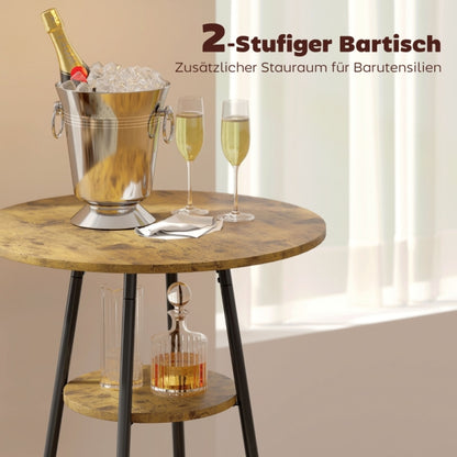Barkrukken Set – Barmeubel – Barstoel – Barkruk – Keukenstoel – Kunstleer Bekleding – Met Rugleuning – Met Metalen Frame – Bruin – Set Van 3