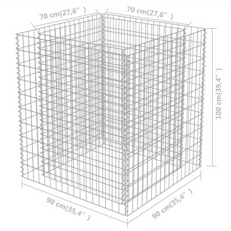 Plantenbak – Bloembak – Tuinbak – Moestuinbak – Verhoogde Bak – Gegalvaniseerd Staal – Weerbestendig – 90x90x100 cm – Argento