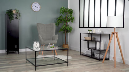 Scandinavische Fauteuil – Sessel – Stoel – Relaxstoel – Lounge Chair – Groen Patchwork – Met Houten Poten – Hoogwaardige Schuimvulling