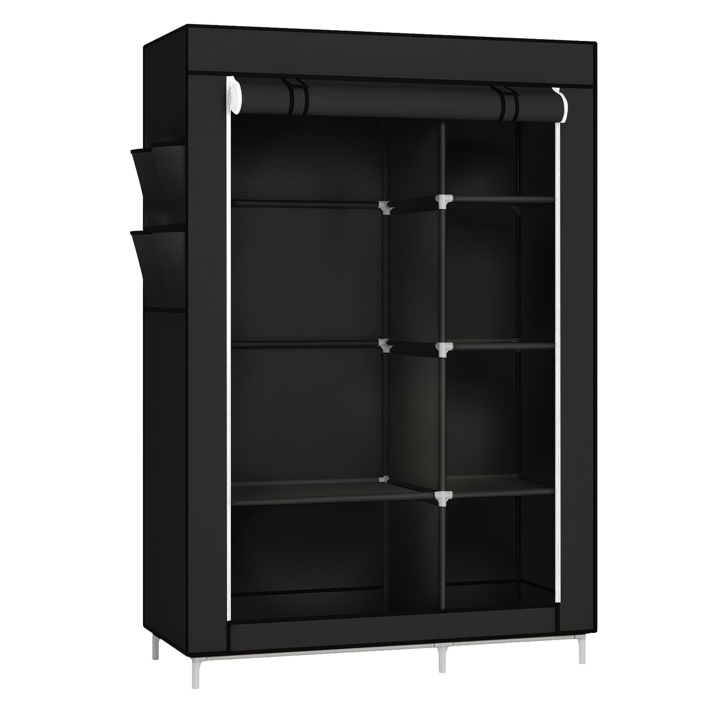 Draagbare Kledingkast – Kledingrek – Garderobekast – Opbergkast – Kleding Organizer – Compact 105x45x170 cm – Stevig IJzeren Frame – Ademend Stofhoes Zwart