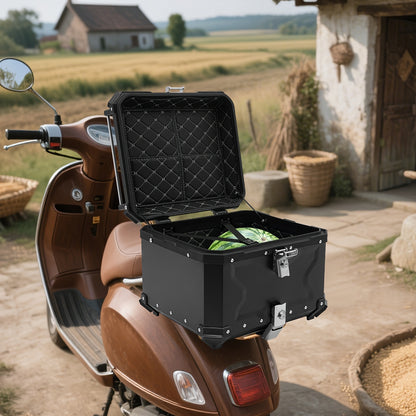 Motorbox – Motorkoffer – Topkoffer – Bagagekoffer – Tail Box – 55 Liter Aluminium – Stevig en Waterdicht – Inclusief Slot en Afneembare Strap