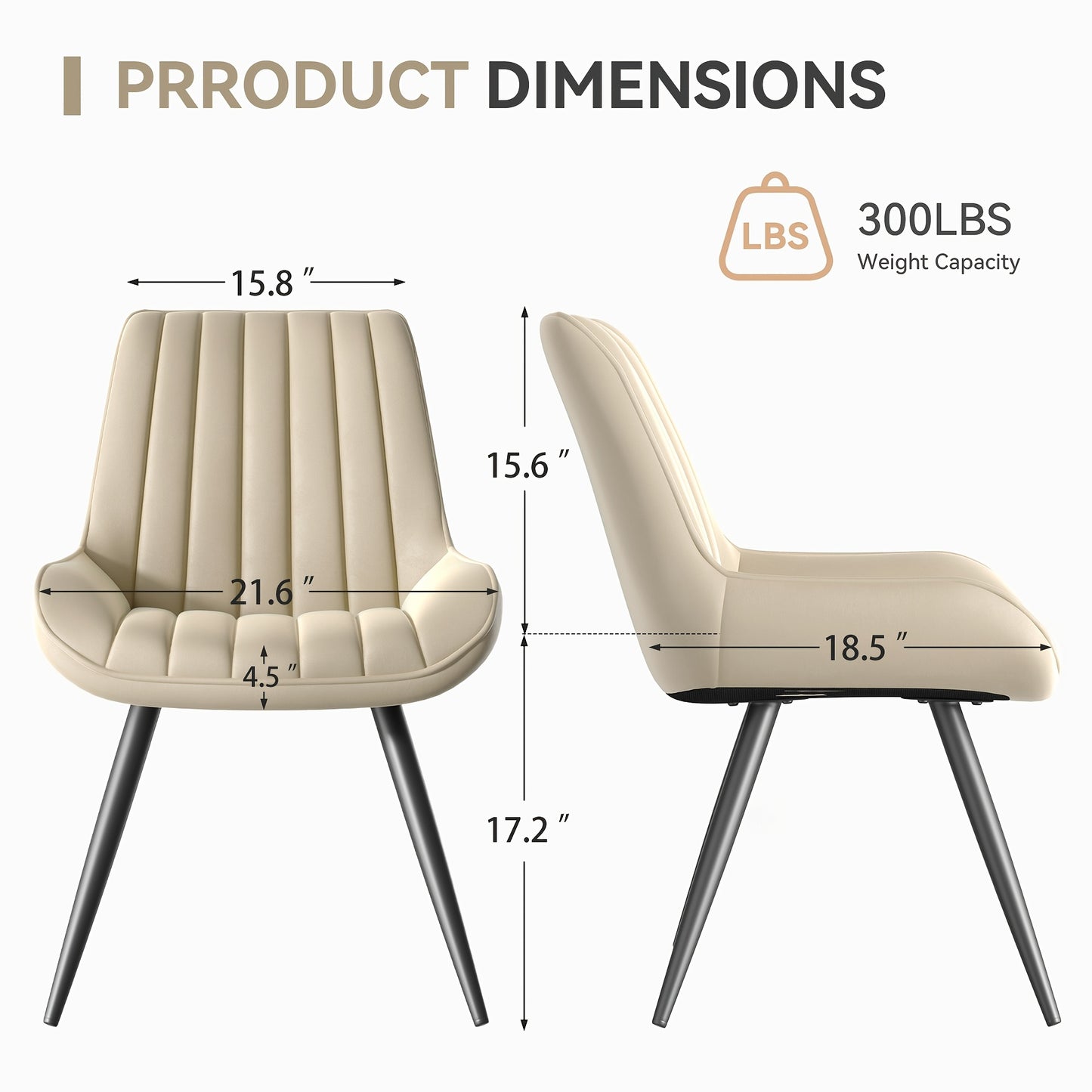 Eetkamerstoel – Stoel – Keukenstoel – Dining Chair – Zitstoel – 2-delige Set Bruin – Traagschuim Zitting – Metaal Houten Frame
