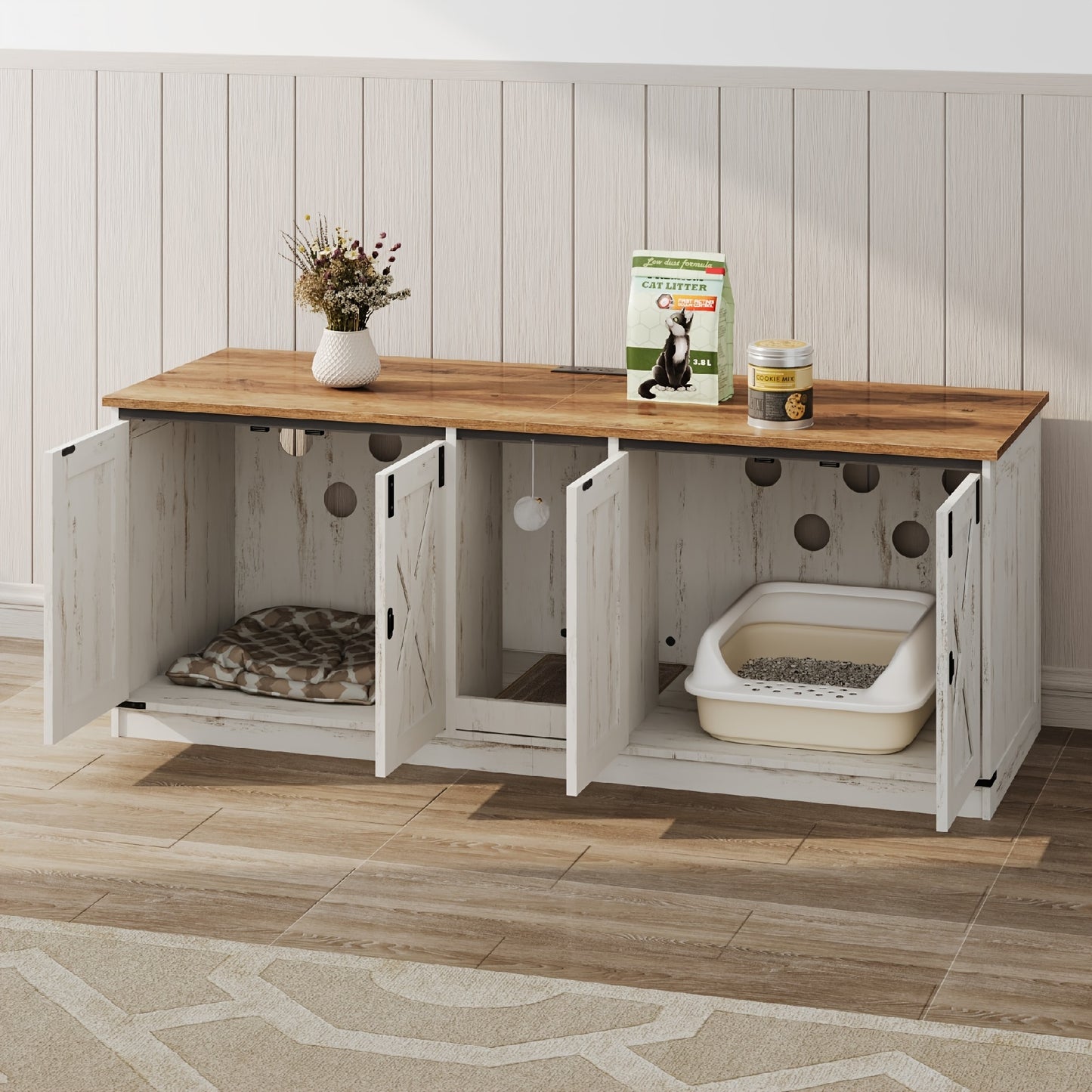Kattenbakhuis – Kattenbakmeubel – Kattenbakkast – Kattenhuis – Kattenbench – Privacy En Geurvermindering – Gelamineerd Hout 140x50x53 cm