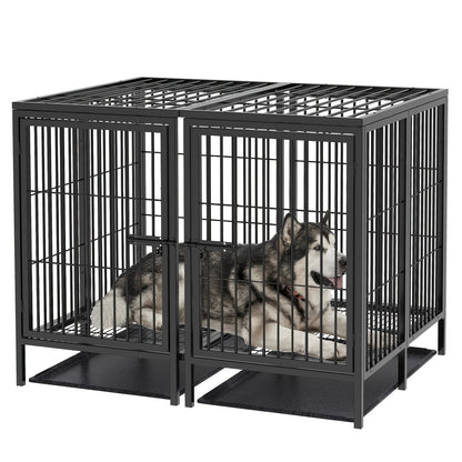 Hondenbench XXL – Hondenkooi – Hondenhok – Kennel – Bench – Dubbele Deuren – Zwaar Metalen Staal 130x100x100 cm