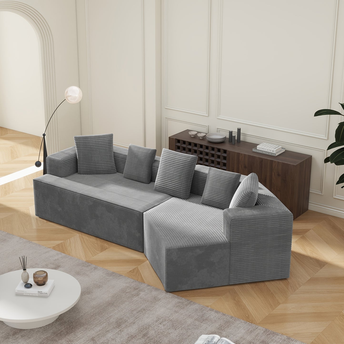 Moderne Modulaire Bank – Hoekbank – Slaapbank – Loungebank – Zithoek – Diepe Zitting – Geen Montage Nodig – Gecomprimeerd Zonder Hout