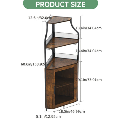 Barkast – Wijnkast – Drankkast – Barmeubel – Hoekdressoir – Verstelbare Plank – Metaal & Hout – Compact Vrijstaand