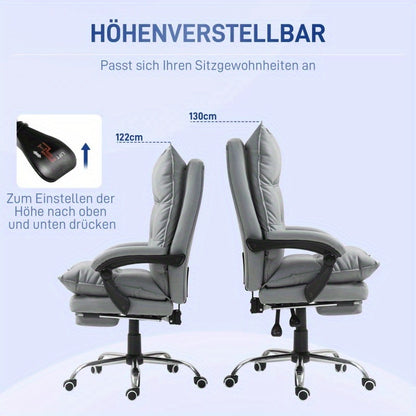 Ergonomic Office Chair & Gaming Chair with 155° Recline, Adjustable Lumbar Support, Height-Adjustable Memory Foam Cushion, Foldable Armrests, Breathable Mesh Backrest & Leather Seat - Heavy-Duty Rolling Desk Chair for /Offic