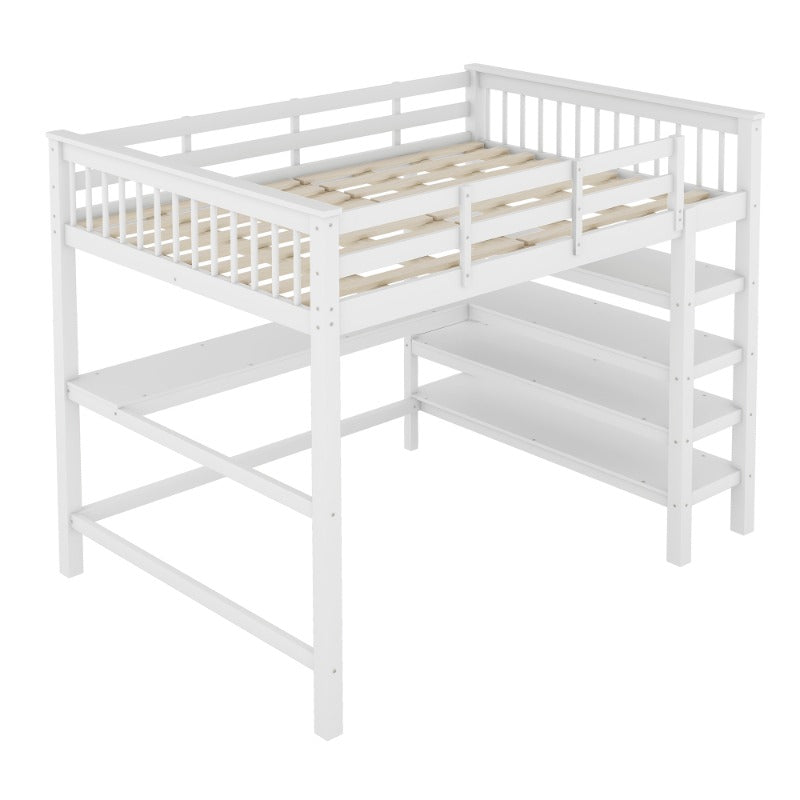 Hoogslaper – Stapelbed – Bedbank – Loftbed – Bed Compleet – Met Ingebouwd Bureau – Geschikt Voor Matras 140x200 cm – Stevig Metalen Frame – Ruimtebesparend Design