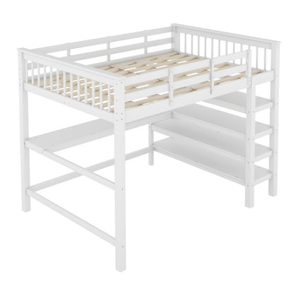 Hoogslaper – Stapelbed – Bedbank – Loftbed – Bed Compleet – Met Ingebouwd Bureau – Geschikt Voor Matras 140x200 cm – Stevig Metalen Frame – Ruimtebesparend Design
