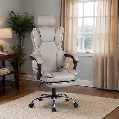 Gamingstoel – Gamestoel – Gaming Chair – Game Stoel – Bureaustoel – Ergonomisch – Verstelbare Hoogte – PU Leder – Zachte Schuimvulling – Stevige Rugleuning – Paars-Wit – Geschikt Voor Volwassenen En Tieners