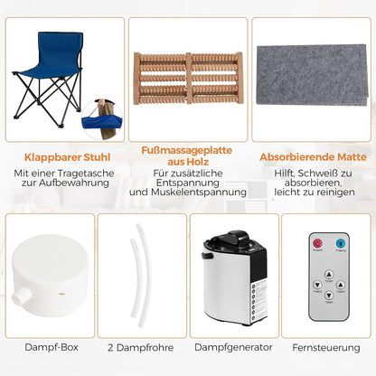 Stoomsauna – Draagbare Sauna – Sauna Tent – Stoomcabine – Mobiele Sauna – 3L Stoomgenerator – Timer & Afstandsbediening – Bruin – 89x89x149 cm