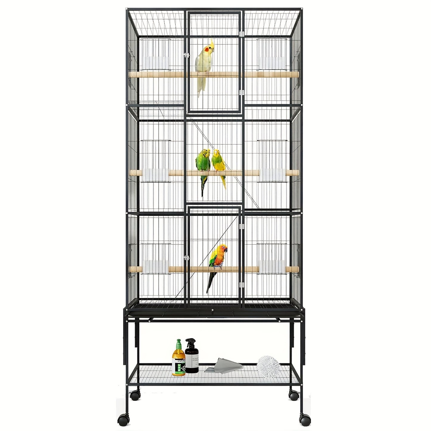 Vogelkooi – Papegaaienkooi – Vogelkooi Met Opslag – Grote Vogelkooi – Vogelverblijf – 81x35x175cm – Stijlvol Hoogrendig Ijzer – Ruim & Stevig