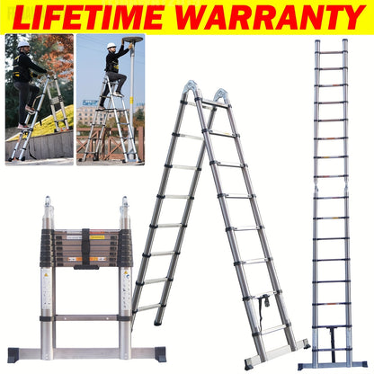 Telescopische Ladder – Inklapbare Ladder – Uitschuifbare Ladder – A-Frame Ladder – Vouwladder – 5 Meter Hoogte – Roestvrij Staal