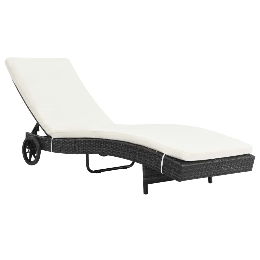 Lounger – Ligstoel – Zonnebank – Buitenmeubel – Tuinmeubel – Weerbestendig PE-Rotan – Instelbare Rugleuning