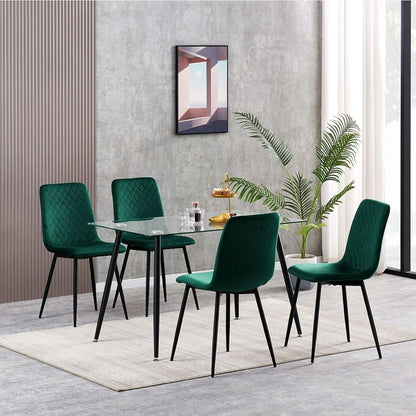 Eetkamerstoel – Stoel – Design Stoel – Velours Stoel – Lexi Stoel – Set Van 4 – Met Metalen Poten – Ergonomisch Comfort