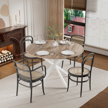 Eettafel – Ronde Tafel – Keukentafel – Eetkamertafel – Houten Tafel – 120 cm Diameter – X-Vormig Metalen Onderstel – Geschikt Voor 4-6 Personen