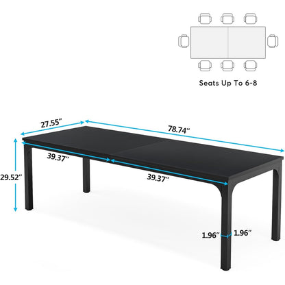 Modern Bureau – Computertafel – Werktafel – Kantoortafel – Tweepersoons Bureau – 200x70x75 cm – Robust Stalen Frame – Zwart
